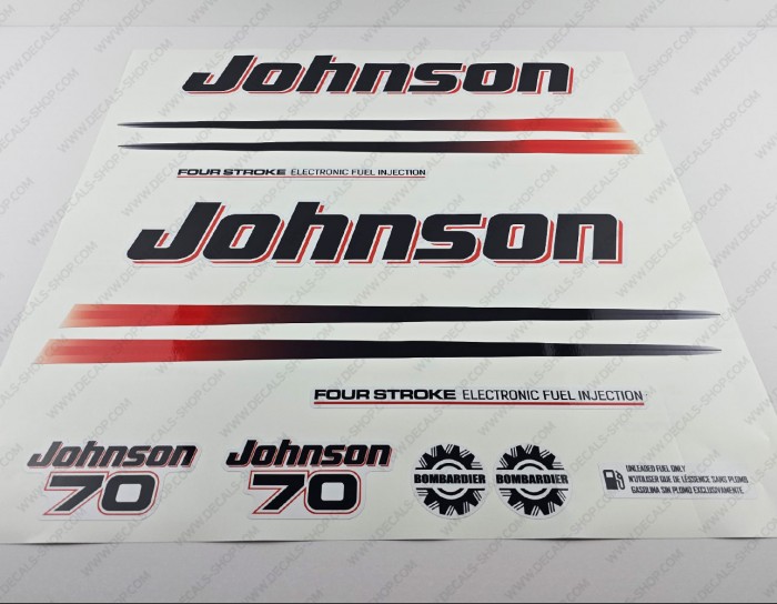 Johnson 70HP Four Stroke EFI 2002-2006 White Cowling Outboard Decal Kit